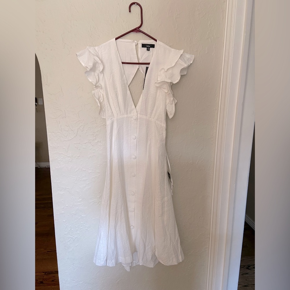 Lulu’s White MIDI Dress Open Back